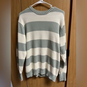 JOHN GALT White & Mint Striped Brianna Sweater